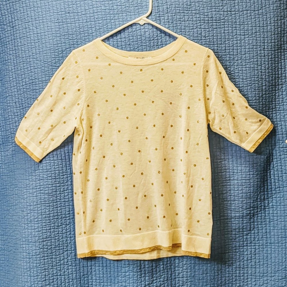 Boden Dotty Gold Short Sleeved Sweater